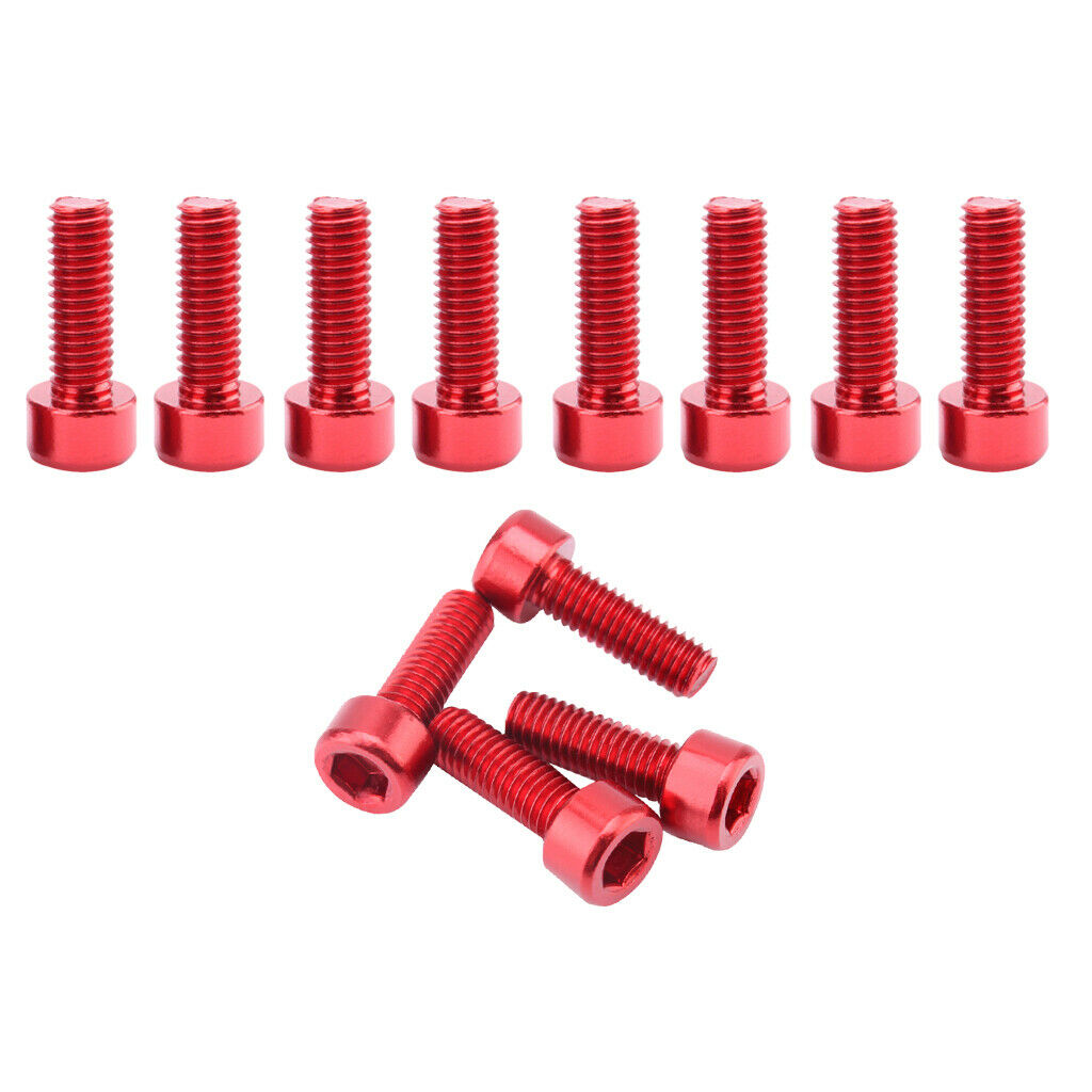 12PC Lightweight Bike Water Bottle Cage Holder Bolts Screws Durable Red
