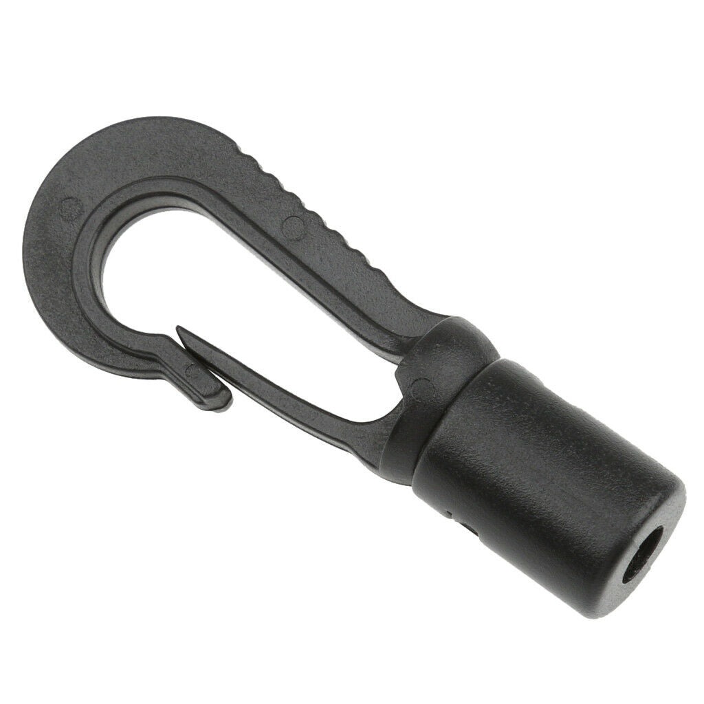 10 Black Kayak Boat Canoe Dinghy  Shock Cords End Snap Hooks Bag Clips