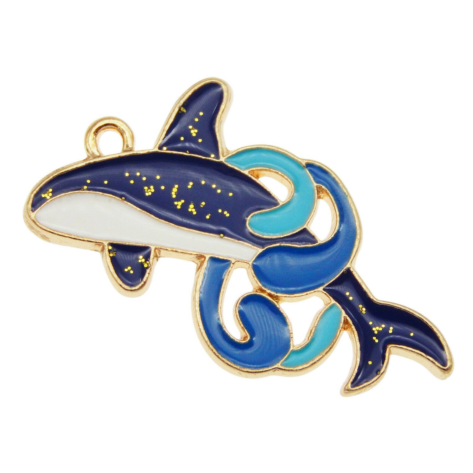 12 Blue Killer Whale Charm Enamel Marine Life Jewelry Art Crafts Alloy 35*21mm