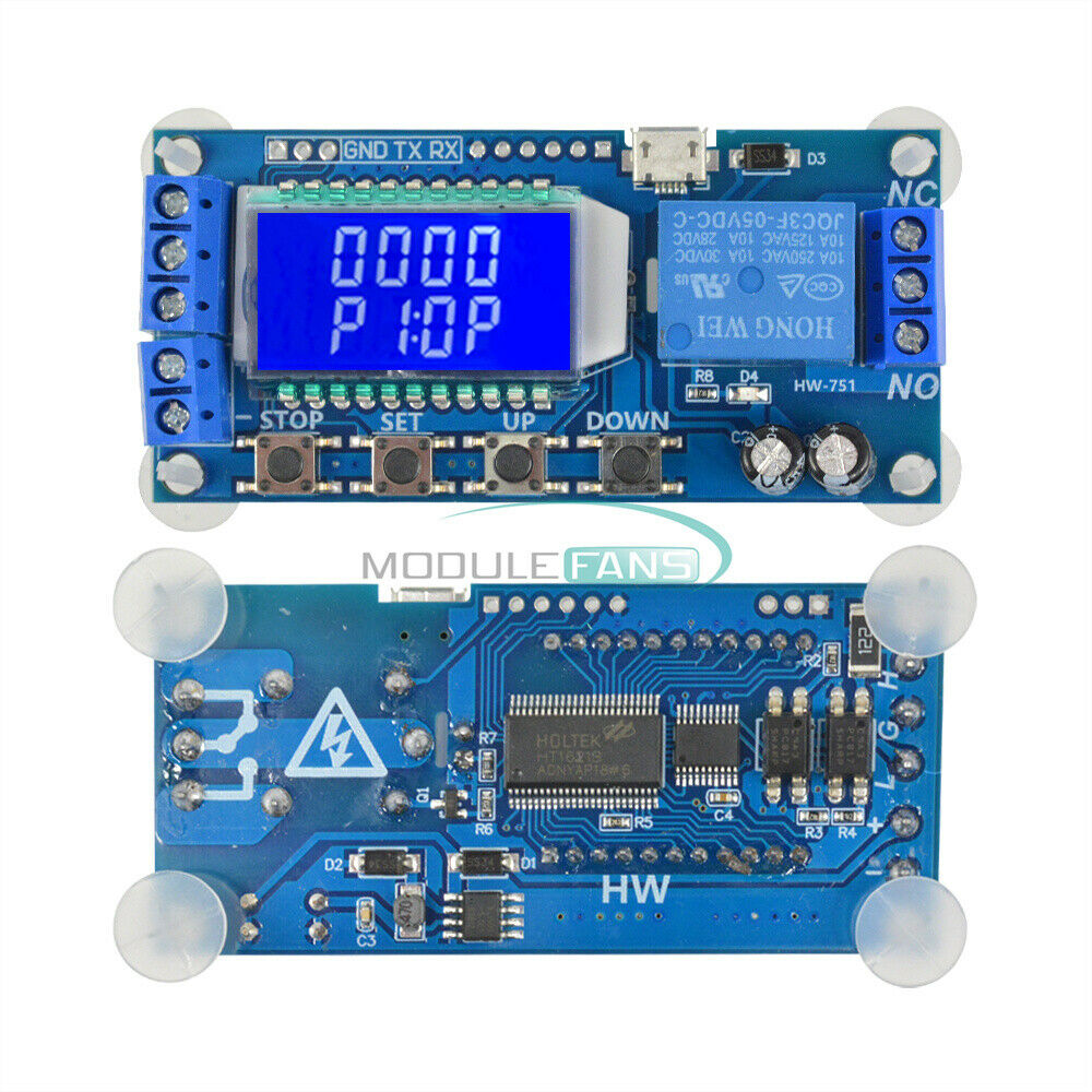 5PCS 6-30V Micro USB Relay Module Delay Trigger Cycle Timer Circuit LCD Switch