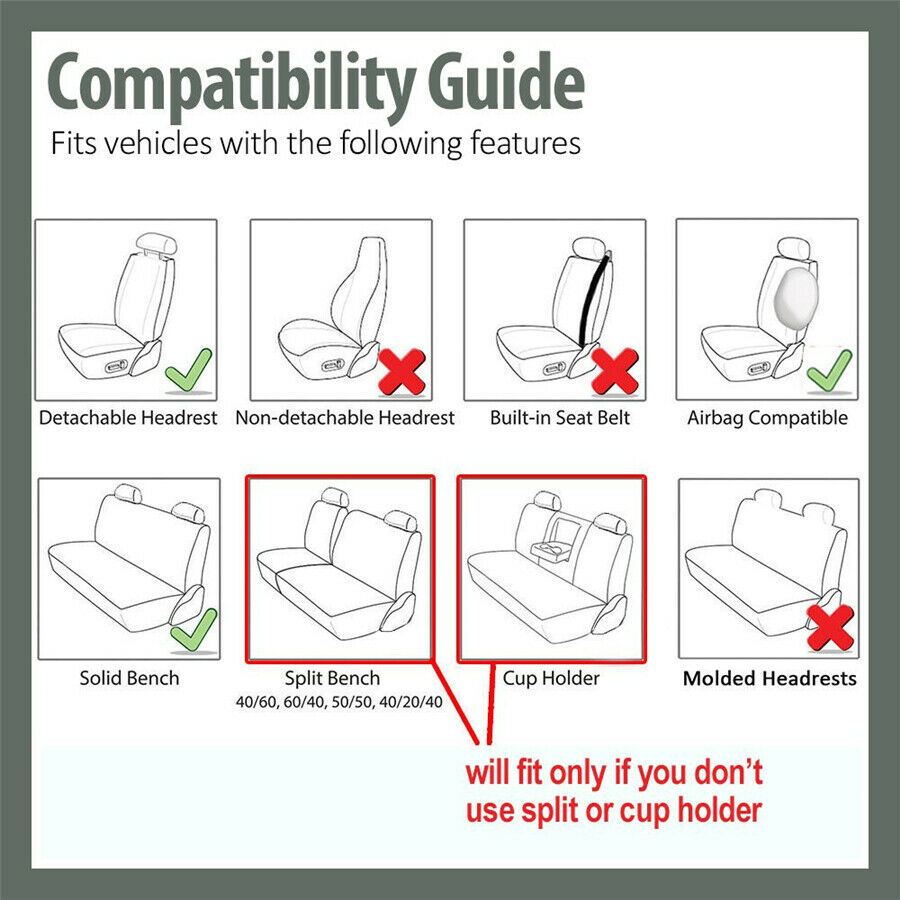 Universal  Front + Rear 5-seat Car Seat Cover Polyester Foam Cushion Mat Grey