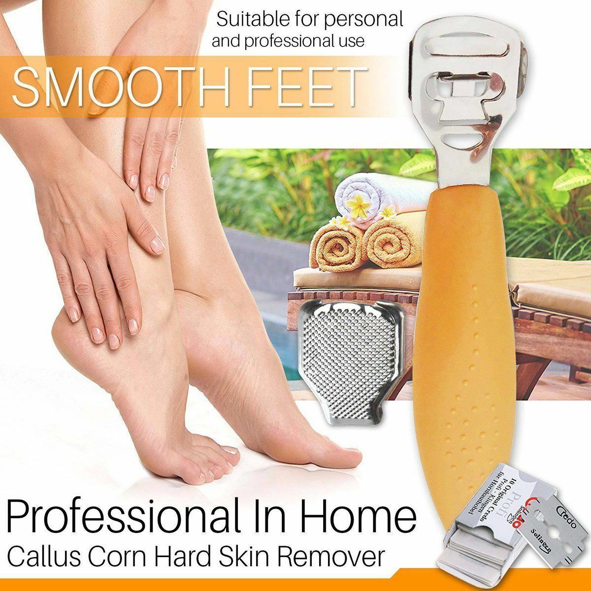 Pedicure Callus Shaver Remover Foot Hard Tough Skin Corn Cutter Razor & 10 Blade