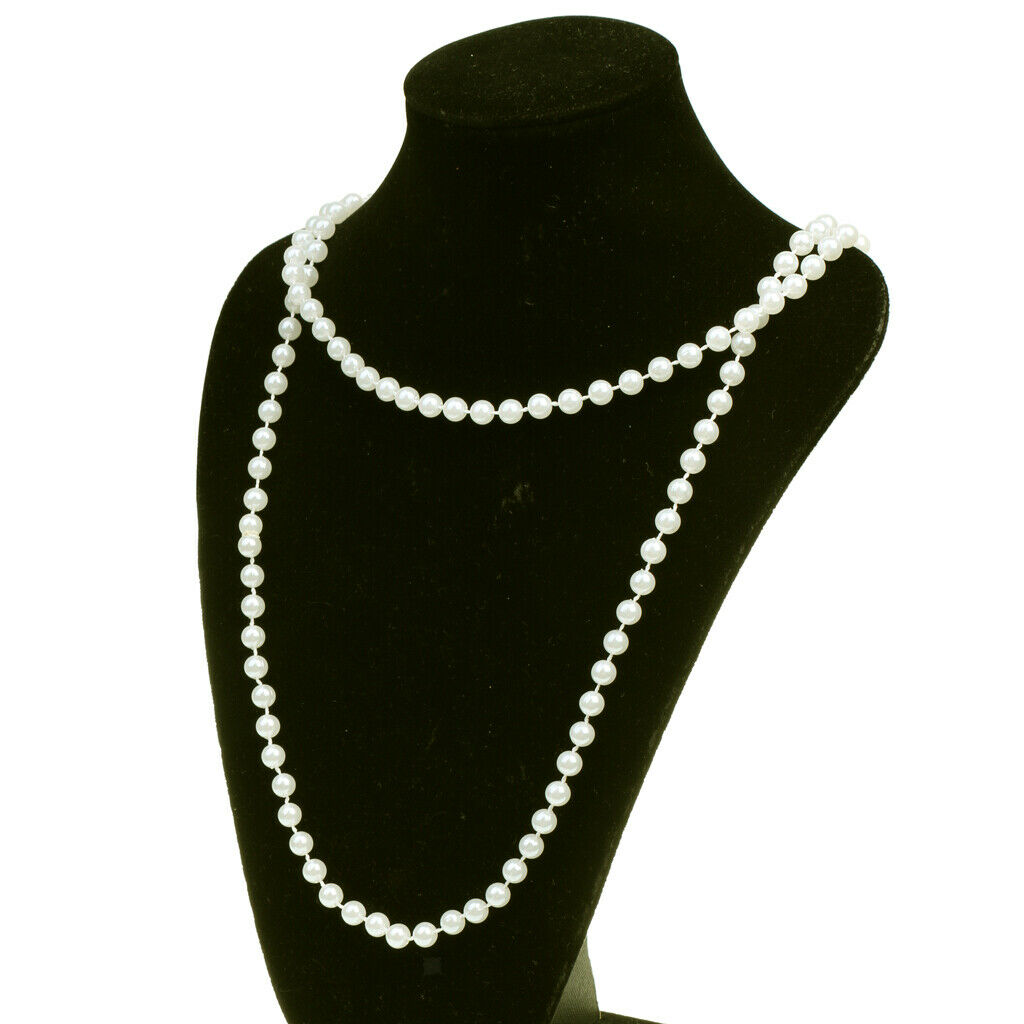 Long White Pearls Necklace  Flapper Party Dress Up Costume Accessory