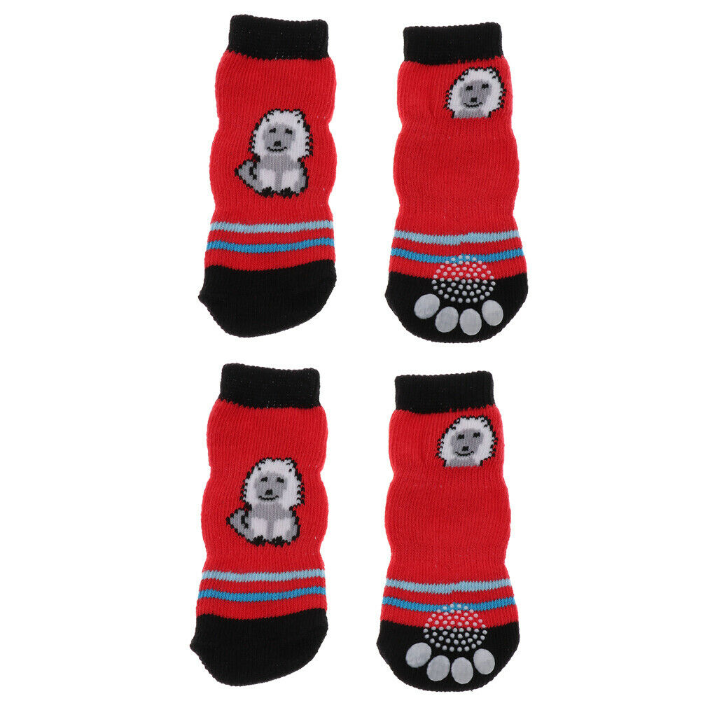 Warm Anti-Slip Dog Cat Puppy Socks Pet Paw Protector for Indoor Wear M