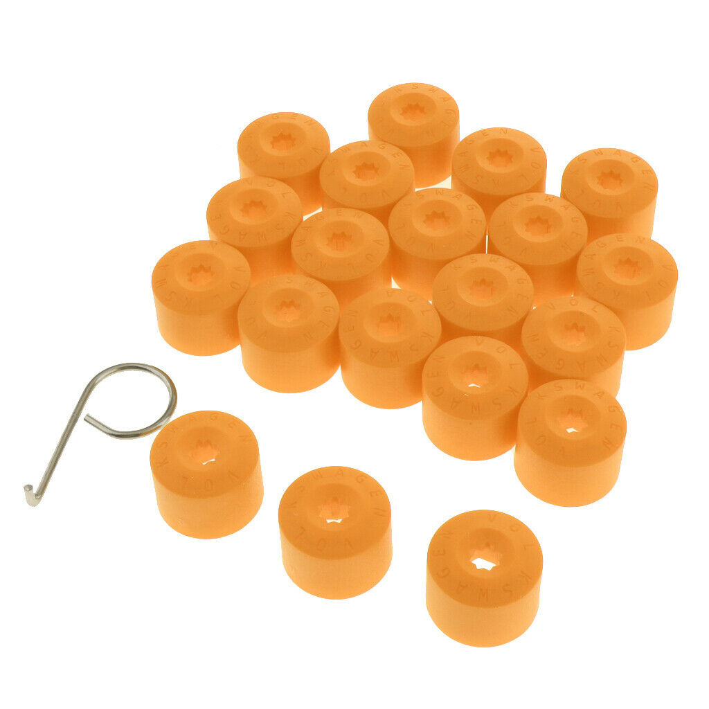 20PCS Wheel Nut Bolt Tire Screw Cap Dust Cover+Tool for VW Golf Yellow