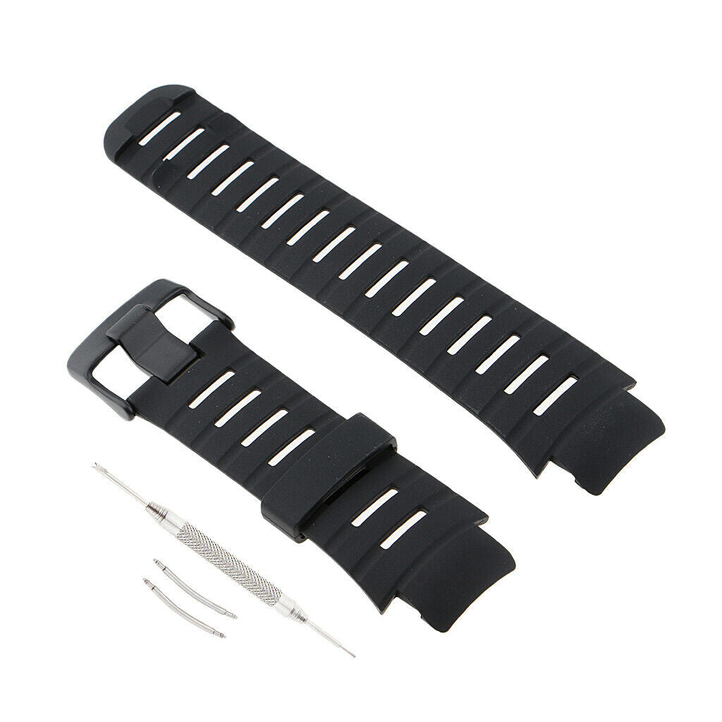 Prettyia Soft Black Rubber Replacement Watch Band Strap For SUUNTO X-LANDER