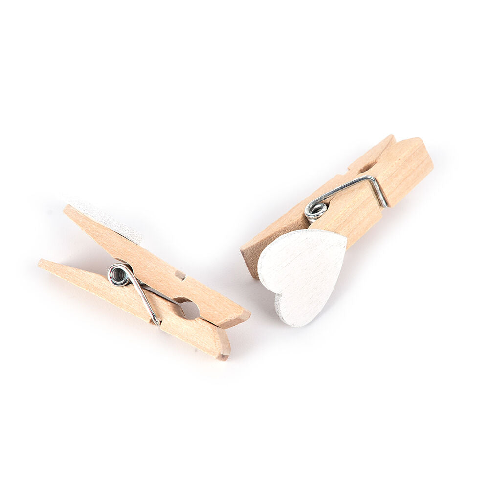 10X Mini Hearts Wooden Pegs Photo Clips Wedding Party Room Decor Craft Fa.l8