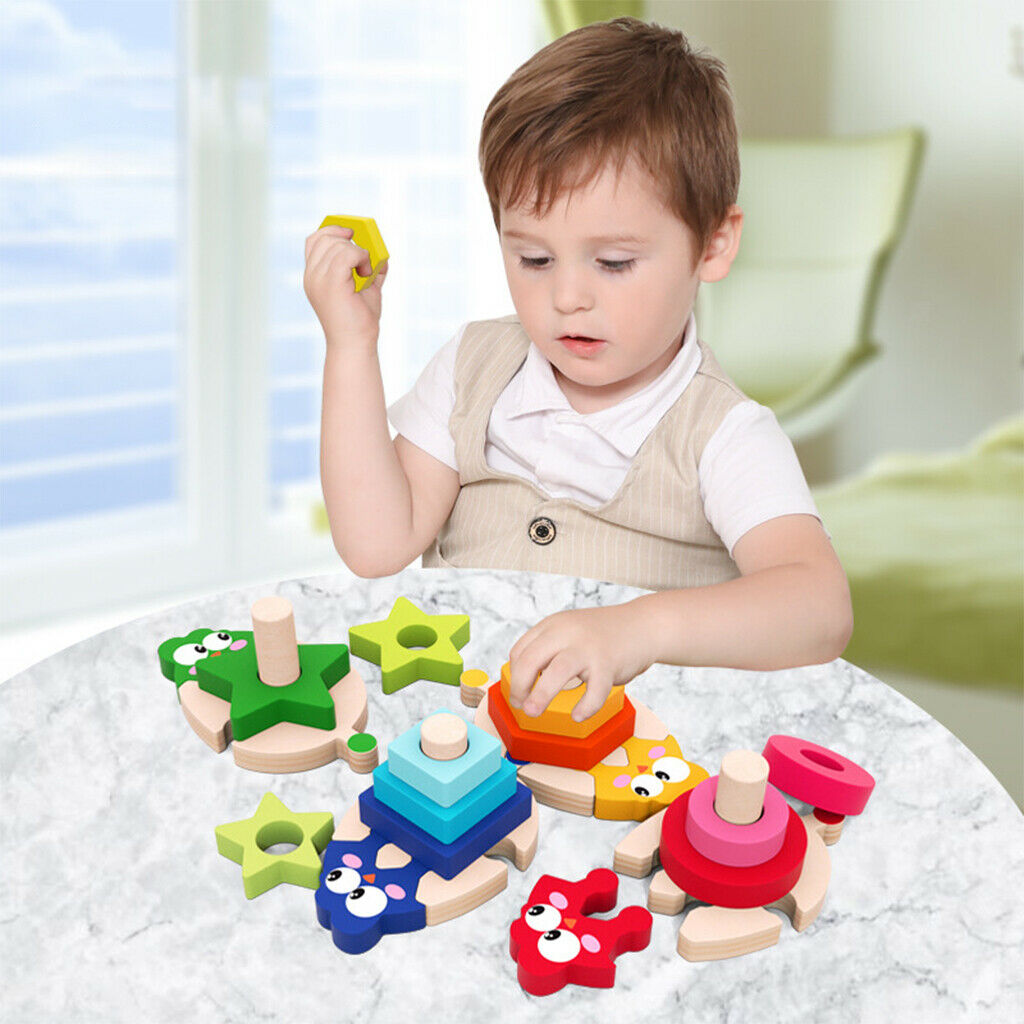 Montessori Wooden Stacking Toys Sensory Educational Developmental Toys