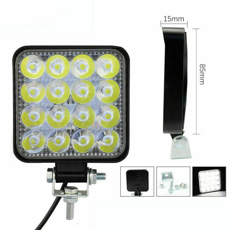 2x 48W Square LED Work Light Bar Off Road Spot Flood Driving Fog Lamp for Trucks