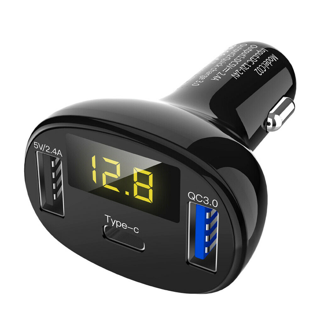 USB C Car Charger Kit Dual USB & Type-C Support QC3.0