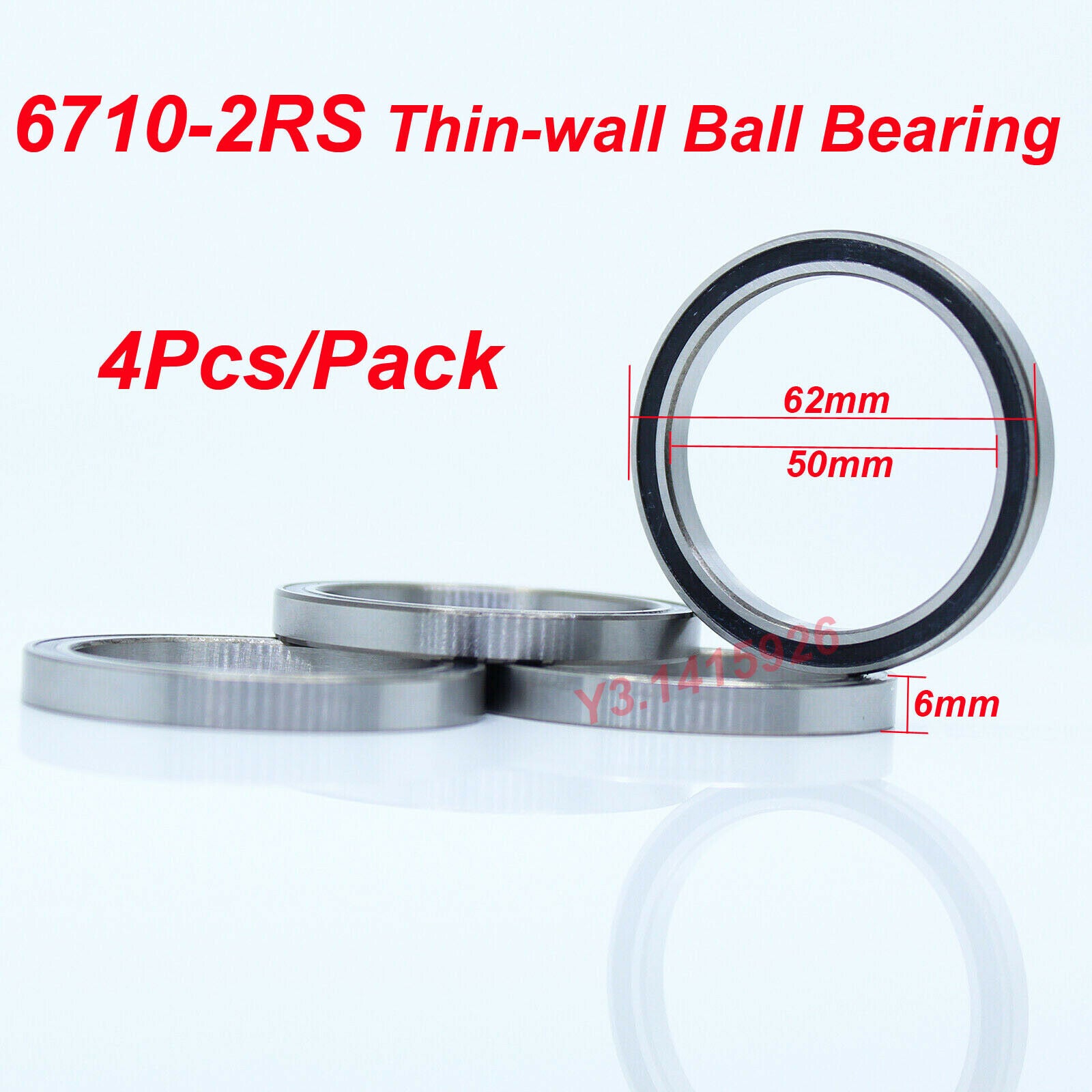 4Pcs 6710-2RS 50*62*6 mm Thin-wall Shielded 6710RS Deep Groove Ball Bearing 6710