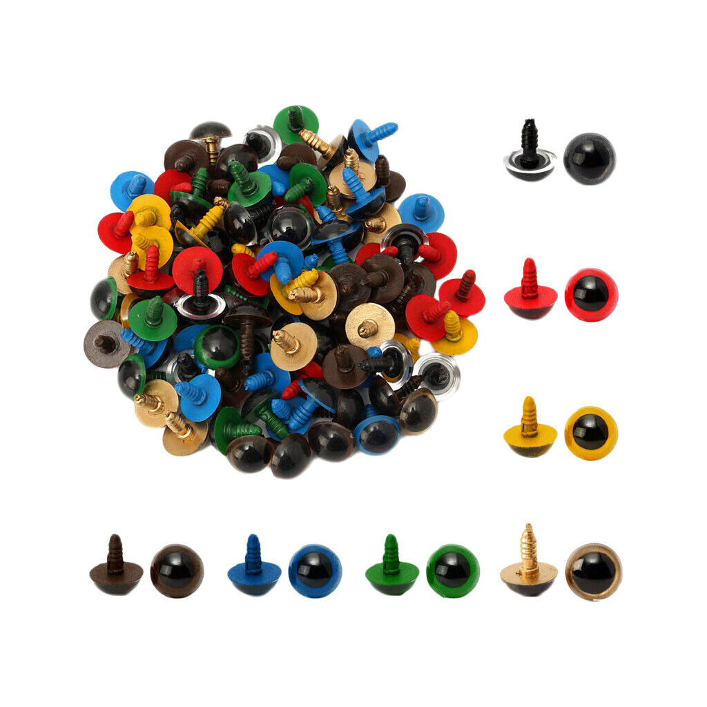 100pcs 10mm Mixed Color Animal Safety Eyes for Plush Toys Making Supplies