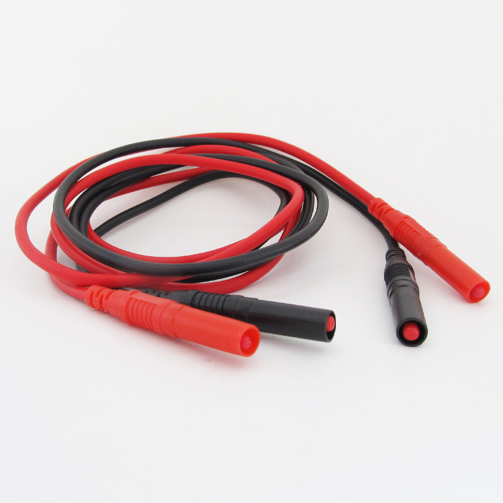 2pcs 1M/3.3ft Dual Jacket 4mm Banana Plug Silicone Voltage Probe Test Cables R+B