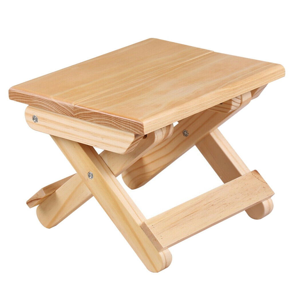 Portable Foldable Wooden Stool Heavy Duty Small Chair Seat Outdoor Patio