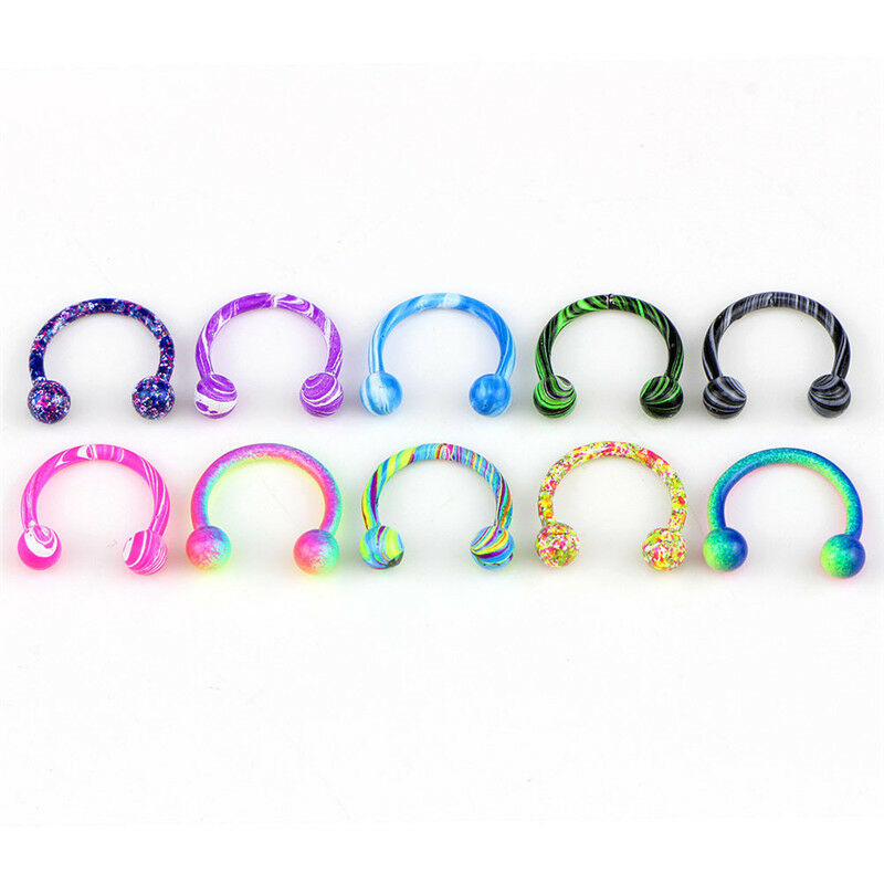 10x Stainless Steel Horseshoe Bar Lip Nose Septum Ear Ring Stud Piercing .l8