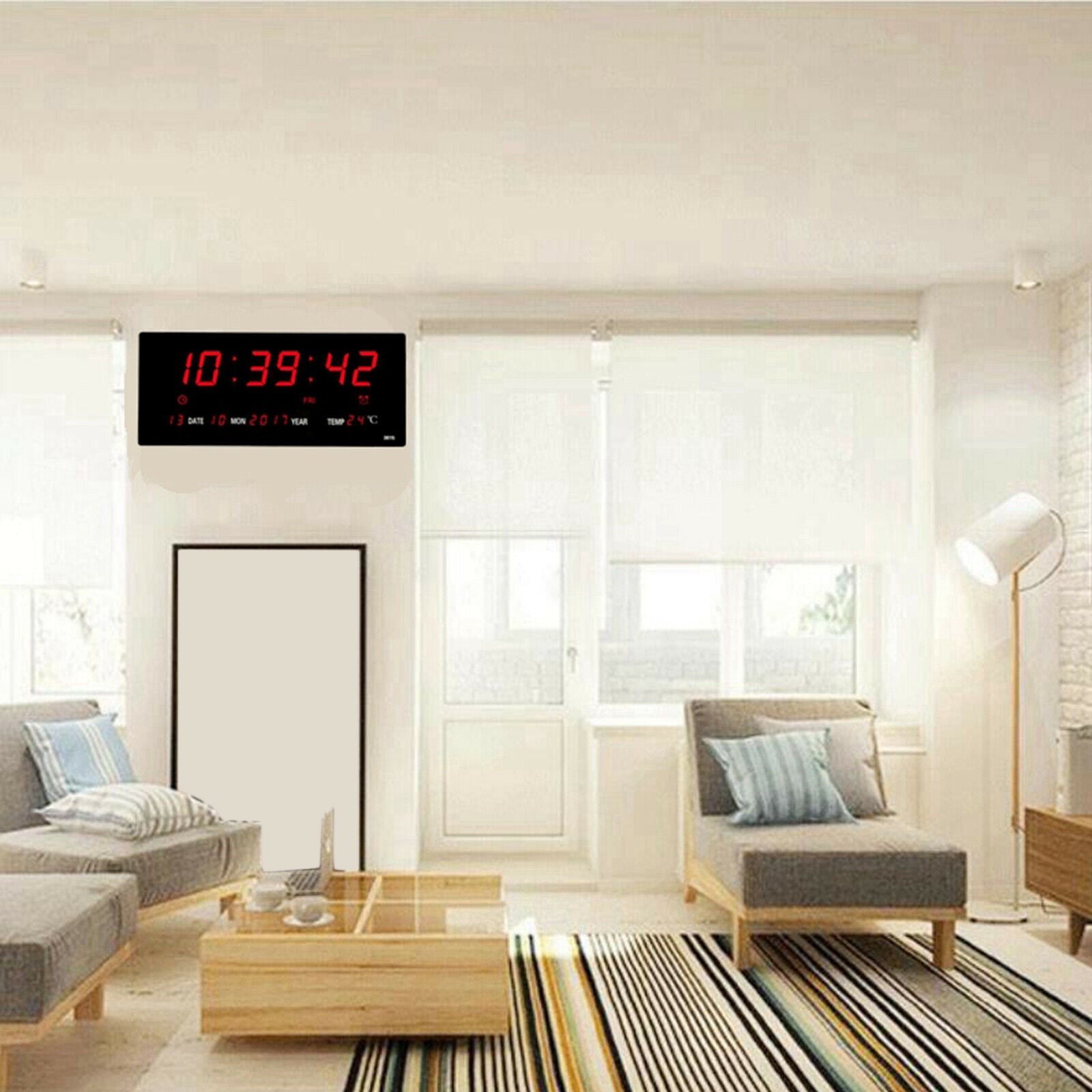 Digital Home Temperature Large Big Jumbo LED Wall Desk Clock with Calendar AU