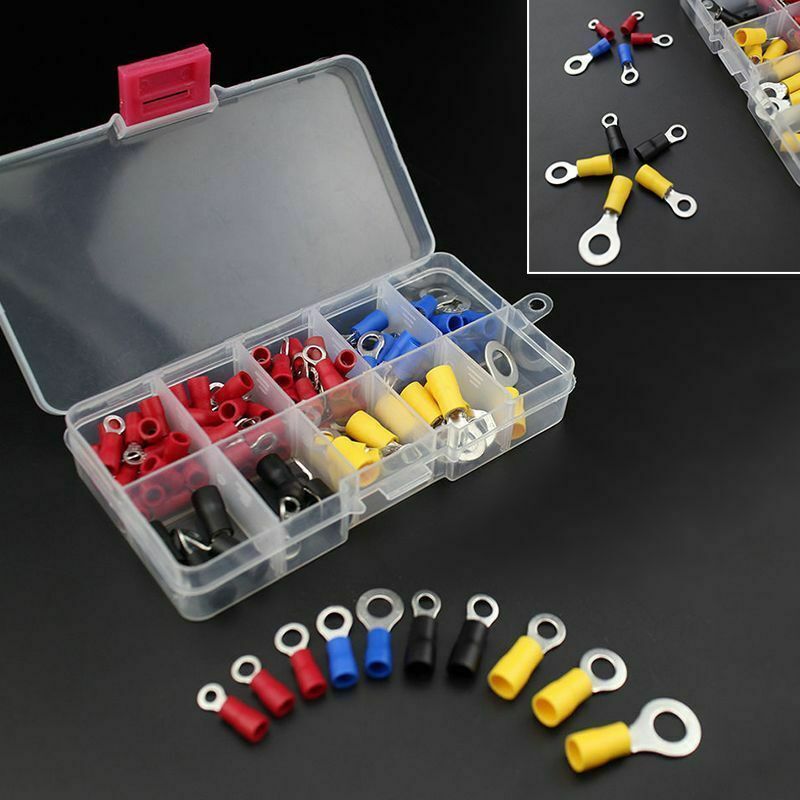 Assorted Insulated Copper Ring Crimp Wire Cord Terminal Connector Kit Set 102Pcs
