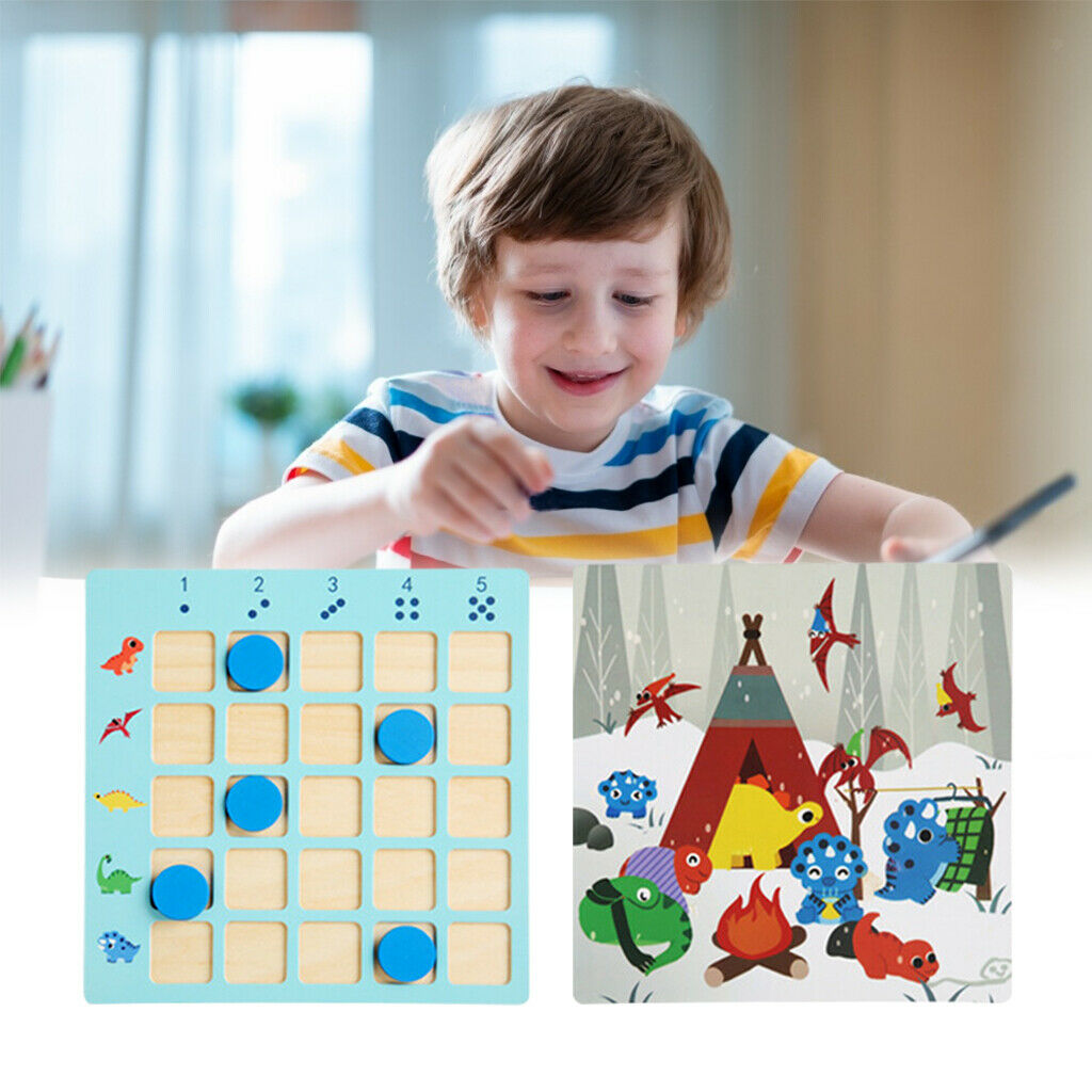 Baby Montessori Wooden Number Dinosaur Count Board Game Early Education Thinking