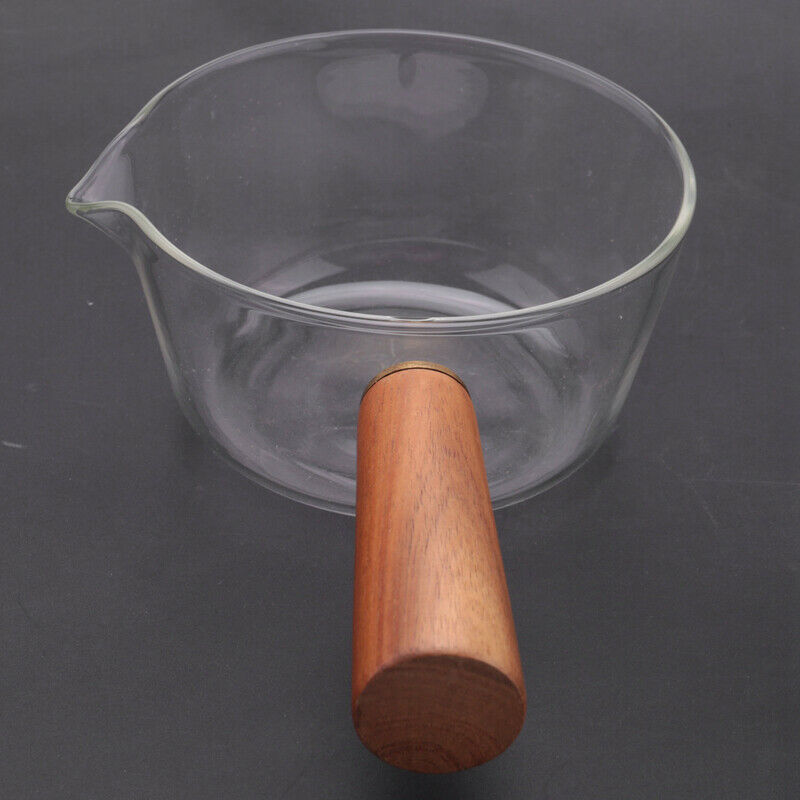 Glass Milk Pot with Wooden Handle 400Ml Cooking Pot for Salad Noodles Gas StovA4