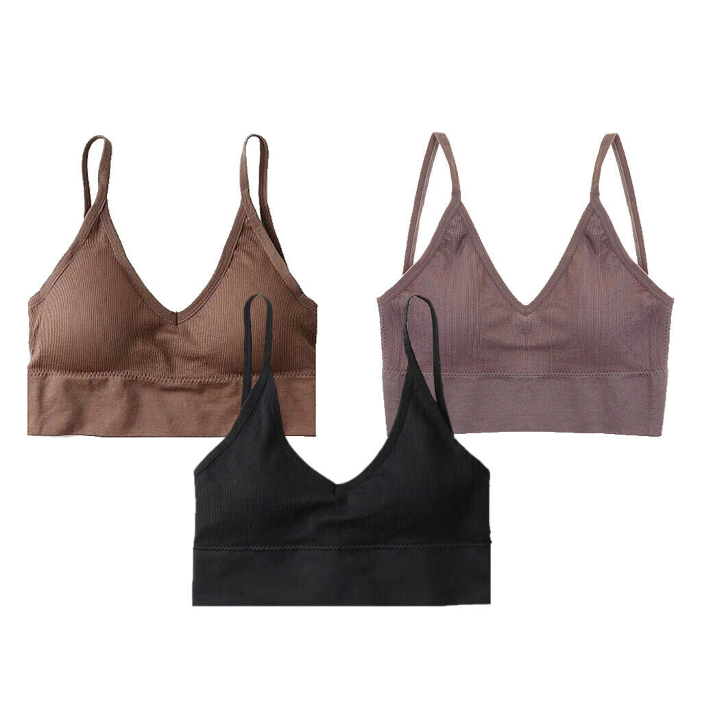 3pcs Women's Sexy Padded Bralette Seamless Comfort Bra Camisole Crop Top