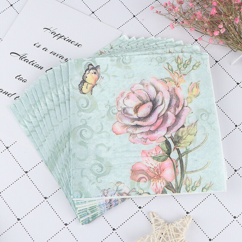 20PCS Napkins paper Decoupage Tissue Flowers Wedding Birthday DIY DecoratDD