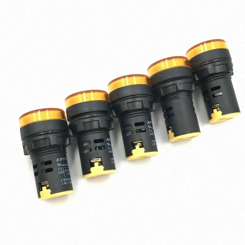 5pcs 110V 22mm Yellow LED Indicator Pilot Signal Light Lamp [M_M_S]