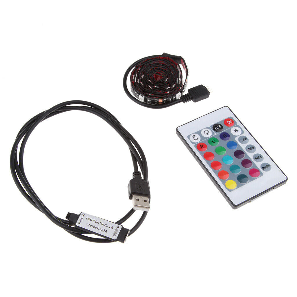 2 Pieces DC 5V USB LED RGB Strip Light TV Back Lighting with 24-Key Remote