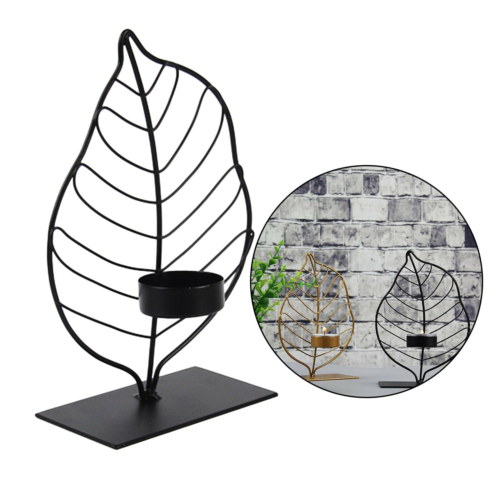 Leaf Candle Holder Candlestick Table Centerpiece Birthday Ornaments Black