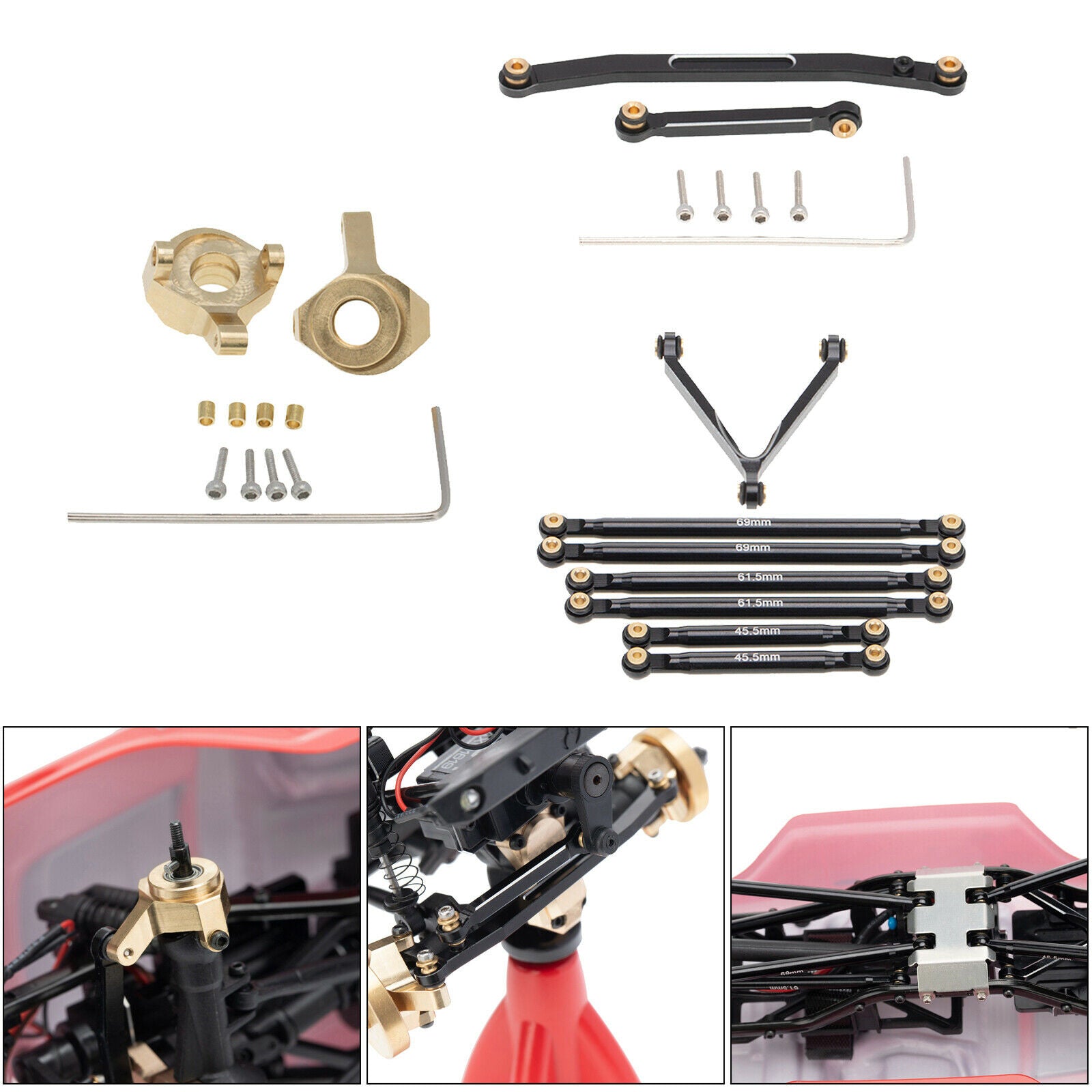 Steering Joint Cups + Steering Rod + Linkage Kit for Axial SCX24 90081