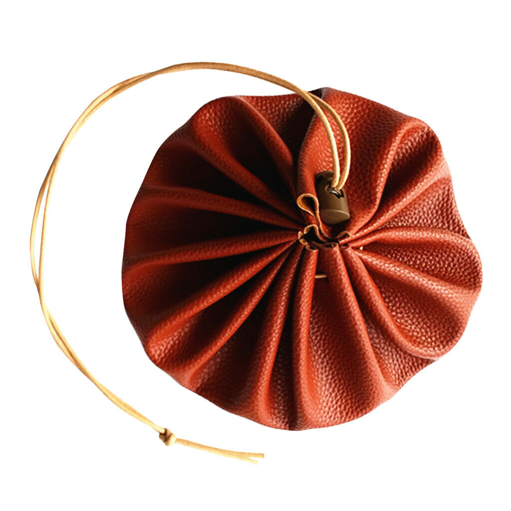 15" Large PU Leather Drawstring Tinder Pouch Bushcraft Survival Camping Gift