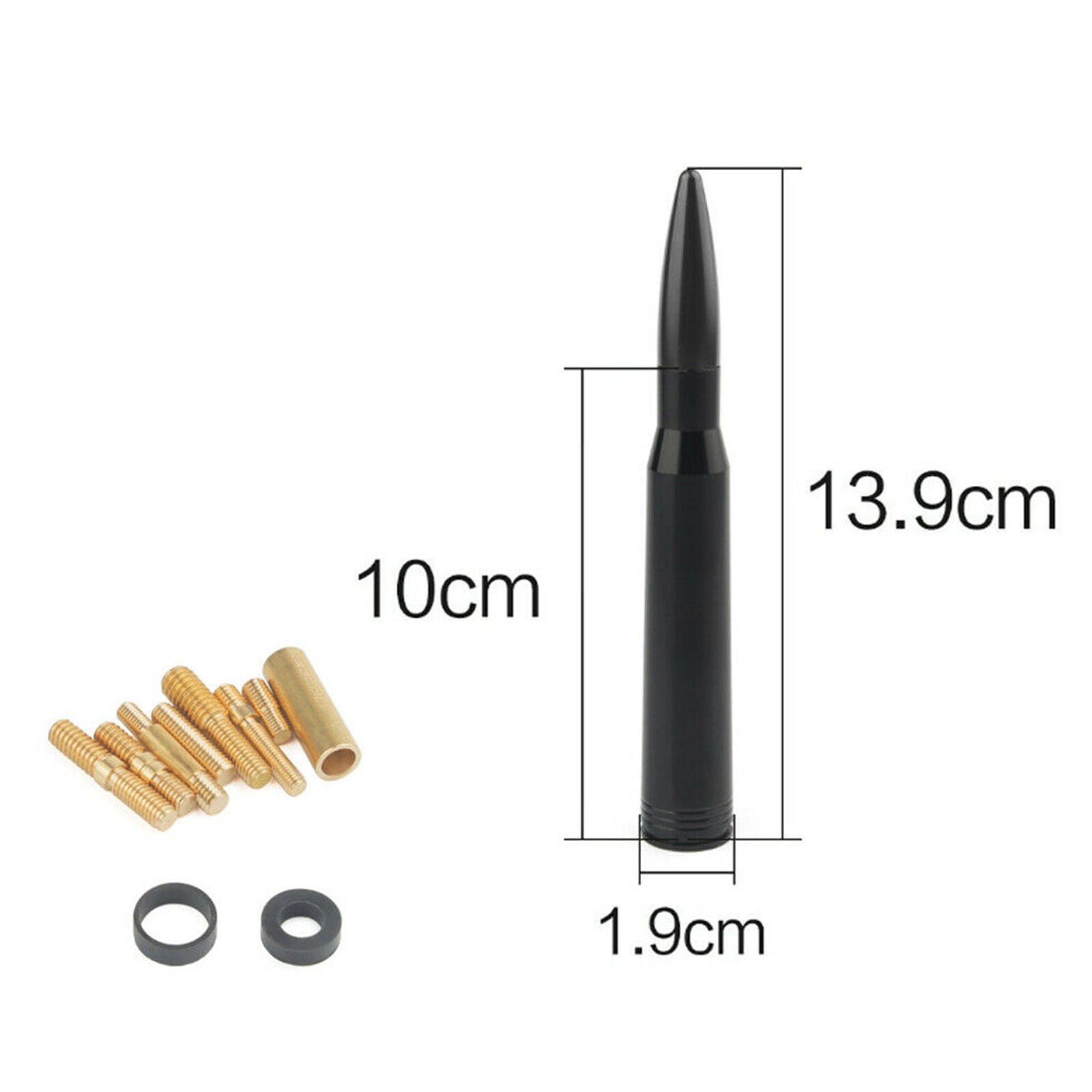 50 Cal Aluminum Bullet Ammo Short Antenna Black Kit For Dodge Ram 1500 2500 3500