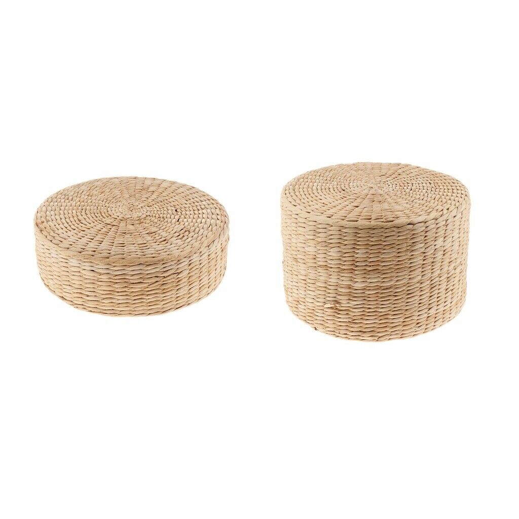 2pcs Straw Cushion Meditation Buckwheat Floor Seat Cushion for Relaxation