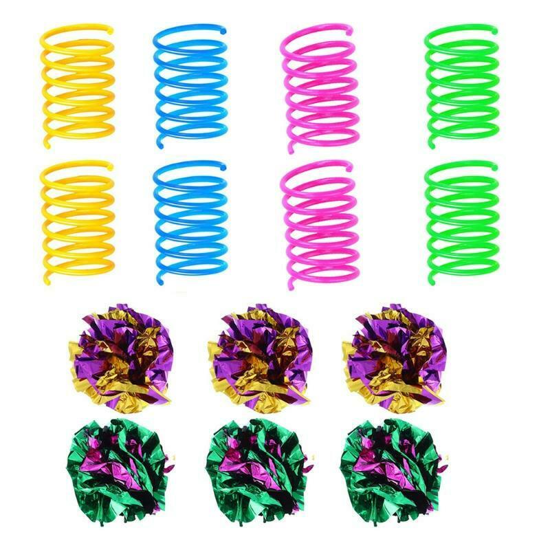 Cat Spring Toys Assorted Color Cat Glitter Ball Toys for Cat Indoor Play Durable