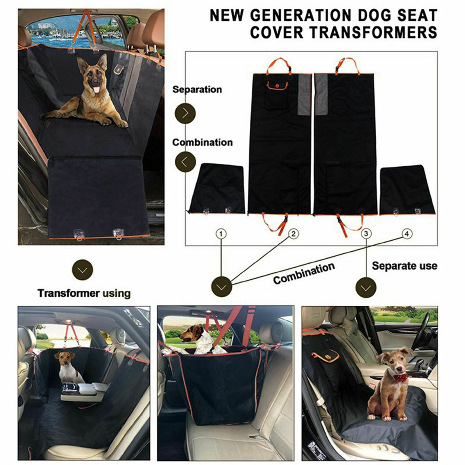 Rear Seat Protector Cover Travel Car Waterproof Dog Pet Hammock Heavy Duty