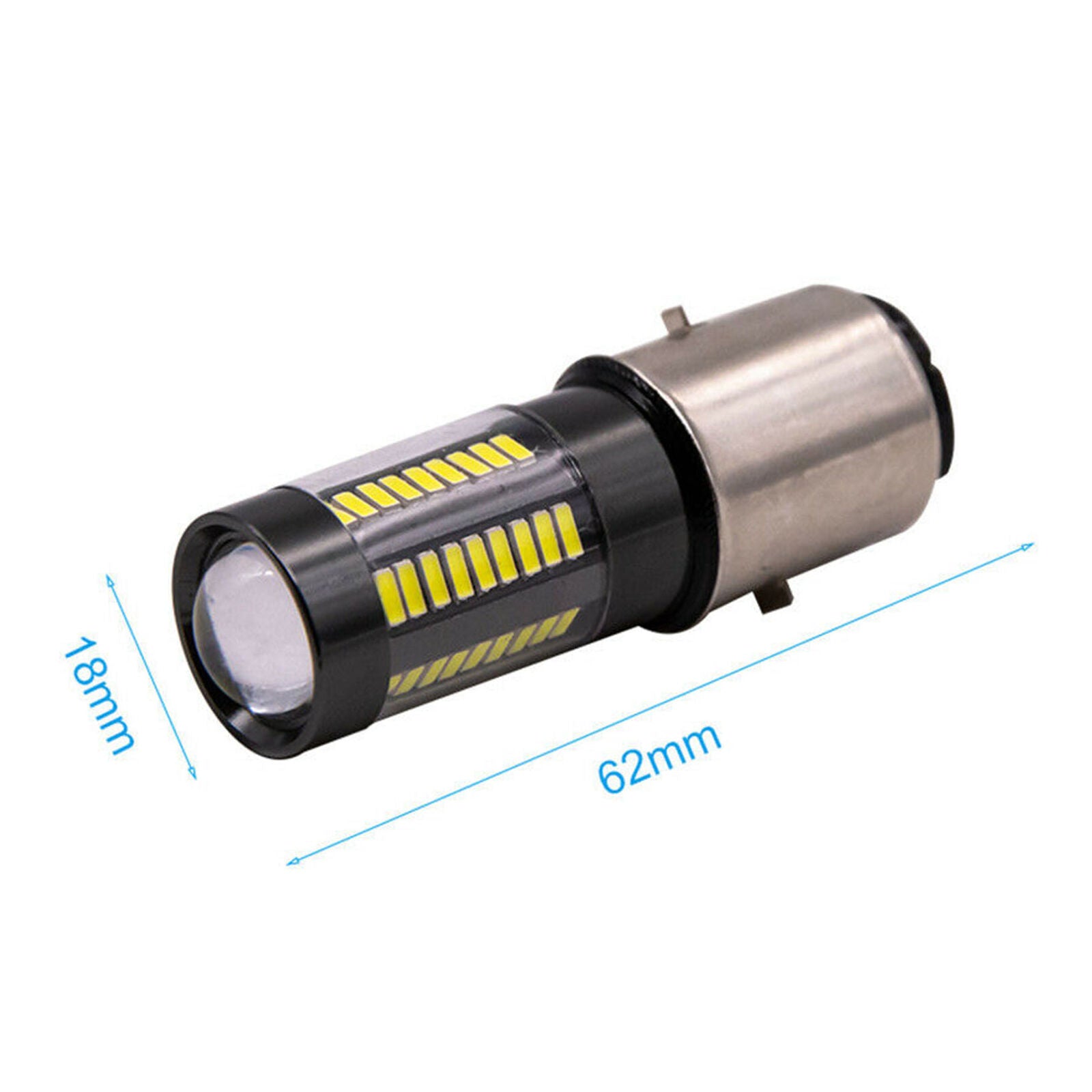 BA20D White LED Headlights Bulbs For Car Motorcycle Hi/Lo Beam 6000K DRL 1PC