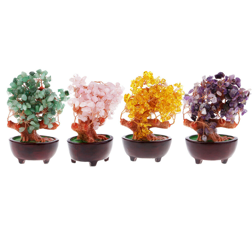 Feng Shui Natural Crystal Bonsai Money Tree Decoration for Wealth & Luck 2Pc