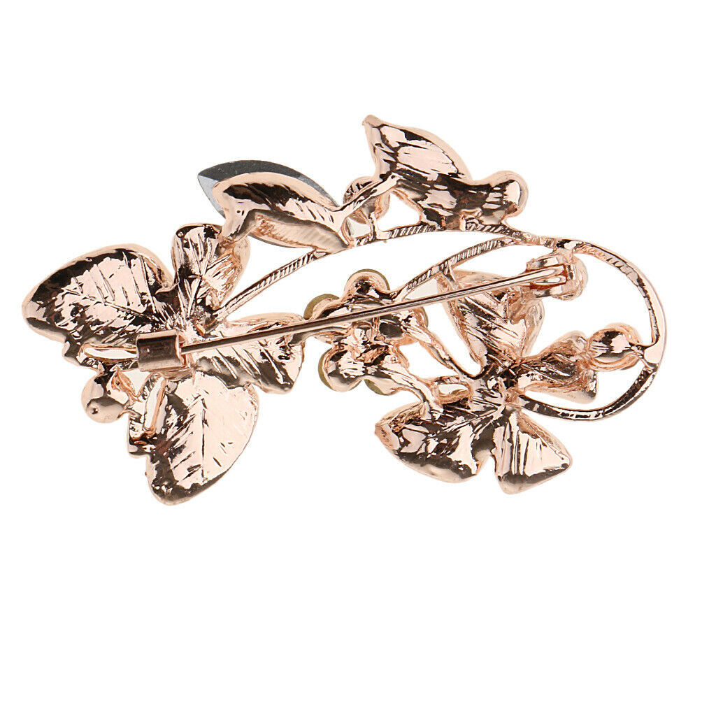 Korean Rhinestone Diamond Crystal Butterfly Flower Brooch Badge Pins white