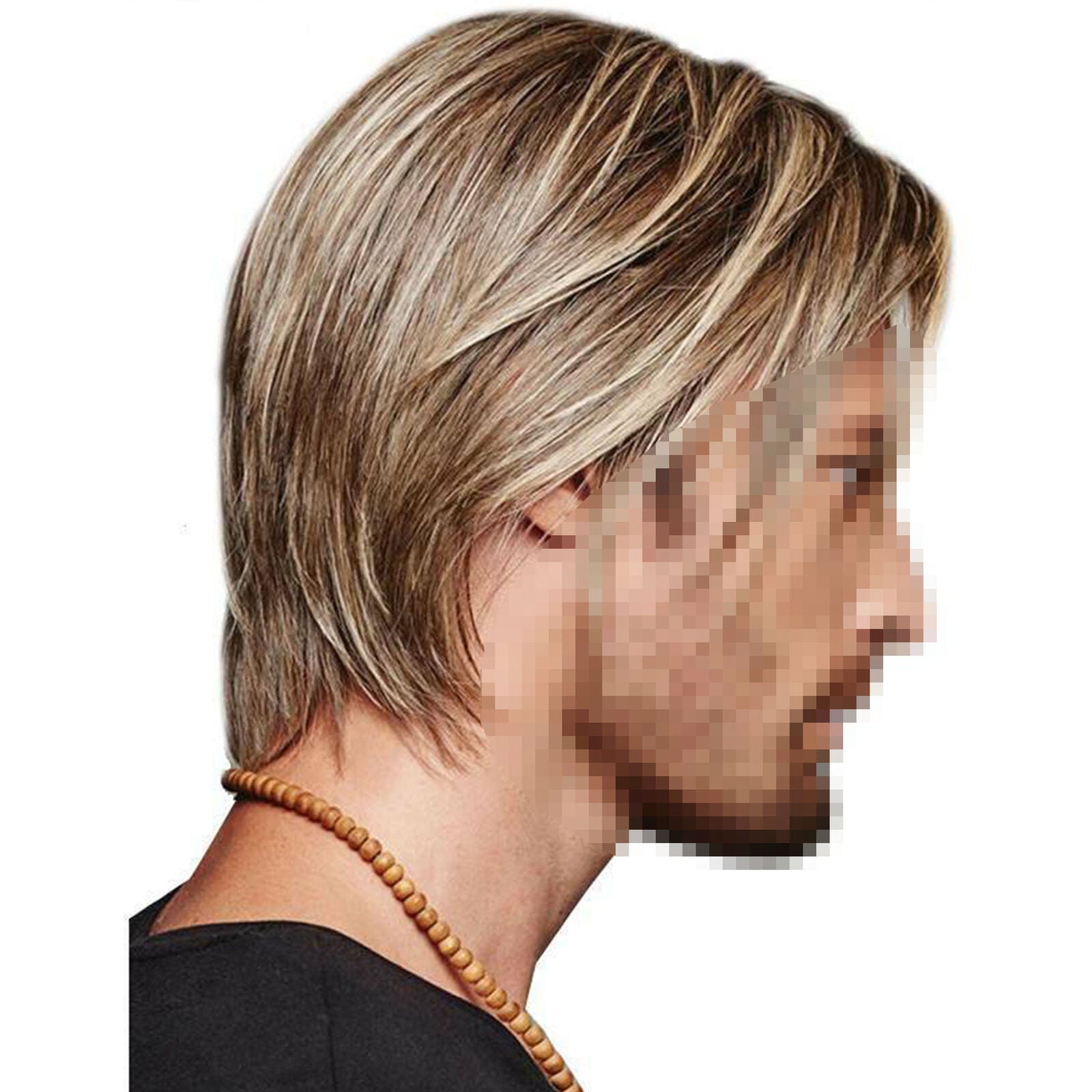 Realistic Mens Blonde Short Straight Hair Wigs Handsome Male Synthetic Full Wig