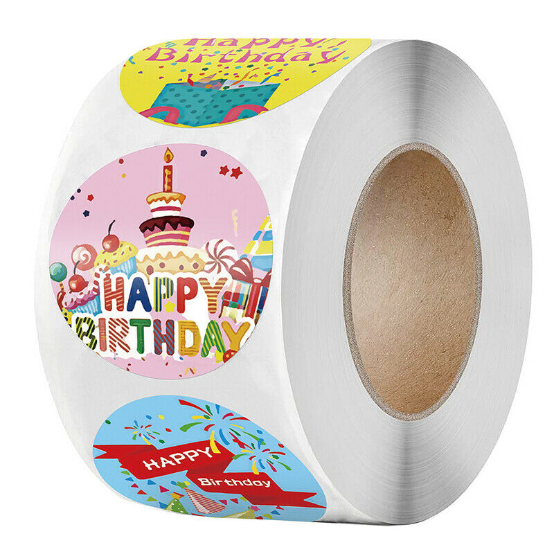500pcs/roll happy birthday Stickers Scrapbooking Stickers Seal Labe.l8