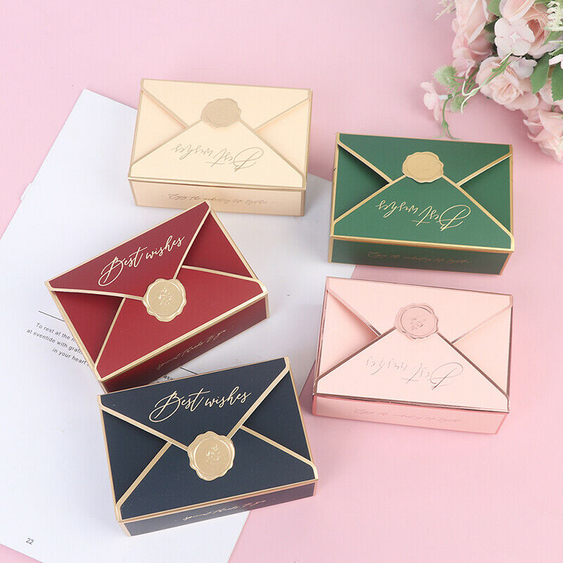 5pcs Bronzing Envelope Shape Wedding Candy Boxs Party Packaging Gift BagsFCA