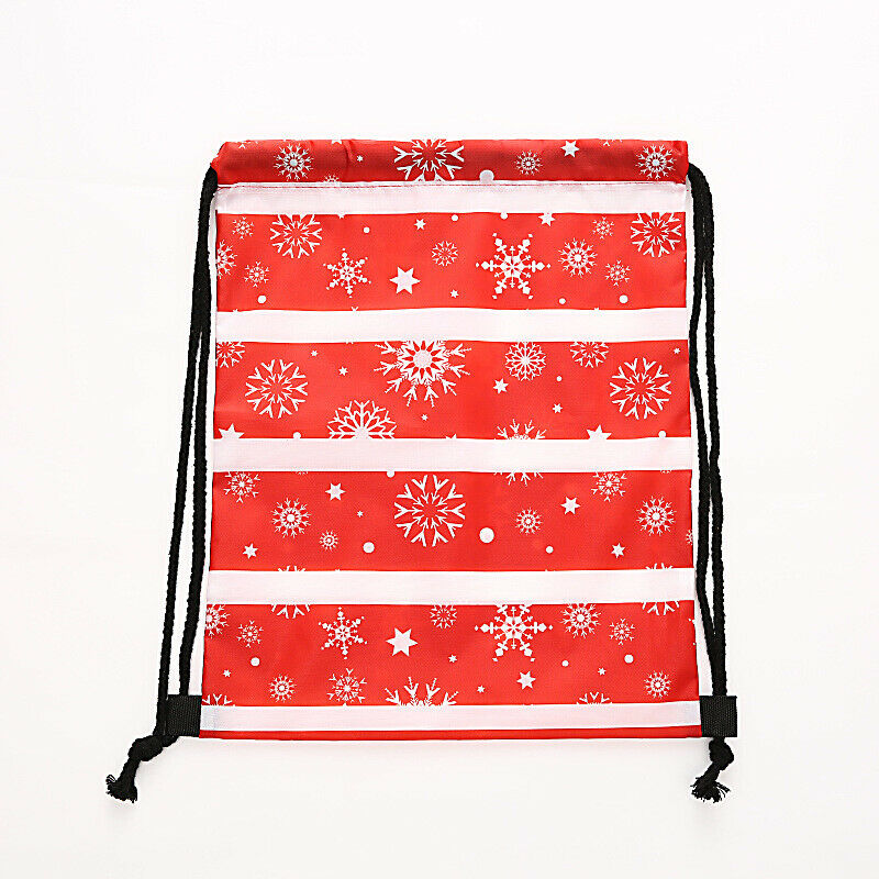 5PCS Drawstring Bag Christmas Gift Bags Santa Sack Backpack Favors Candy Gift