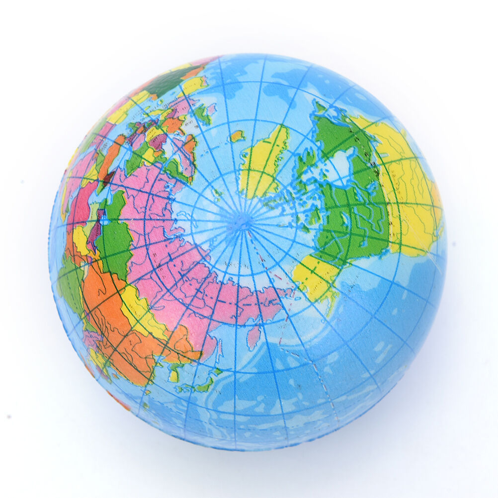 World Map Earth Globe Bouncy Ball Foam Ball Stress Relief Kids Atlas GeograpDD