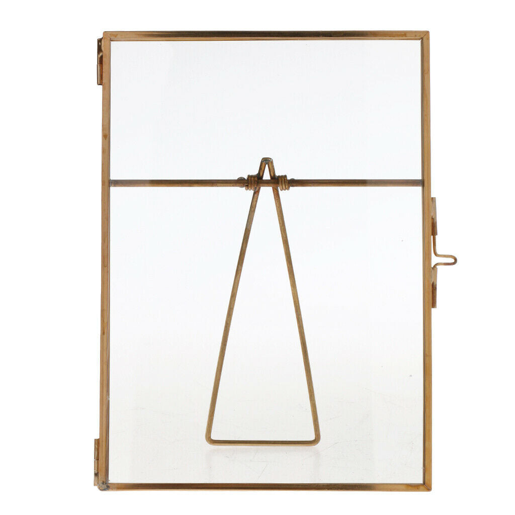 2Pcs Metal Glass Freestanding Desk Photo Picture Frame Portrait Holder 4x6in