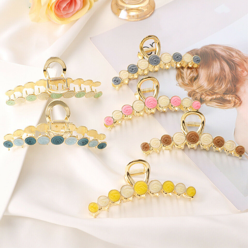 Women Alloy Hair Claw Clip Crystal Hair Jaw Paw Hair Clasps Light Blue Green