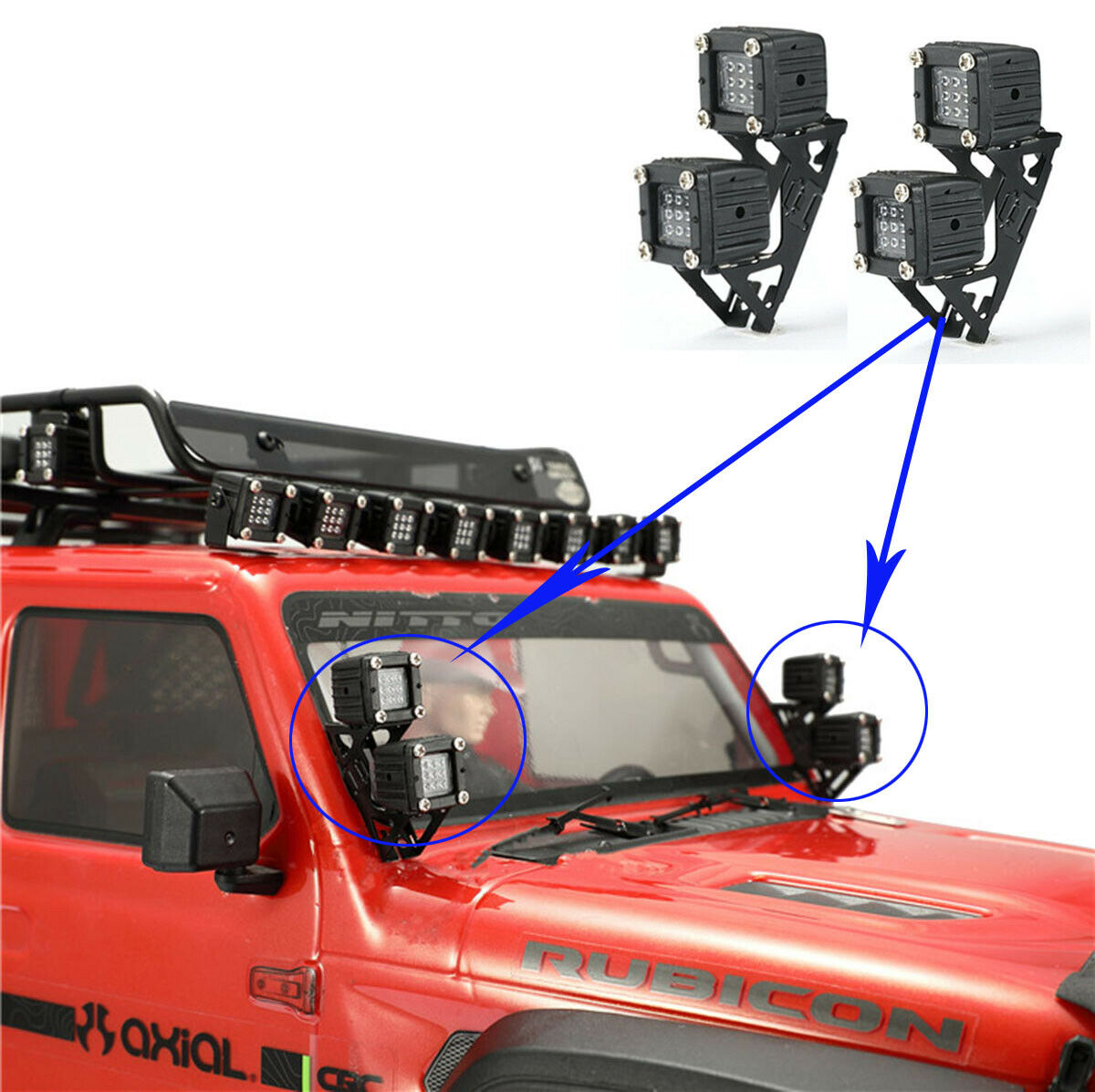 LED Sidelights Spotlight Lights For 1/10 RC Crawler Car AXIAL SCX10 TRX4 TRX6