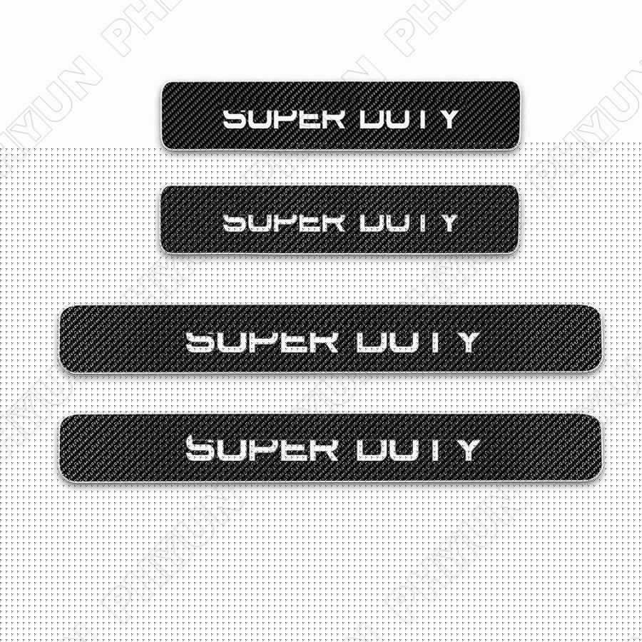 For Ford Super Duty Car Door Sill Cover Protector Trim Carbon Fiber Look Leather