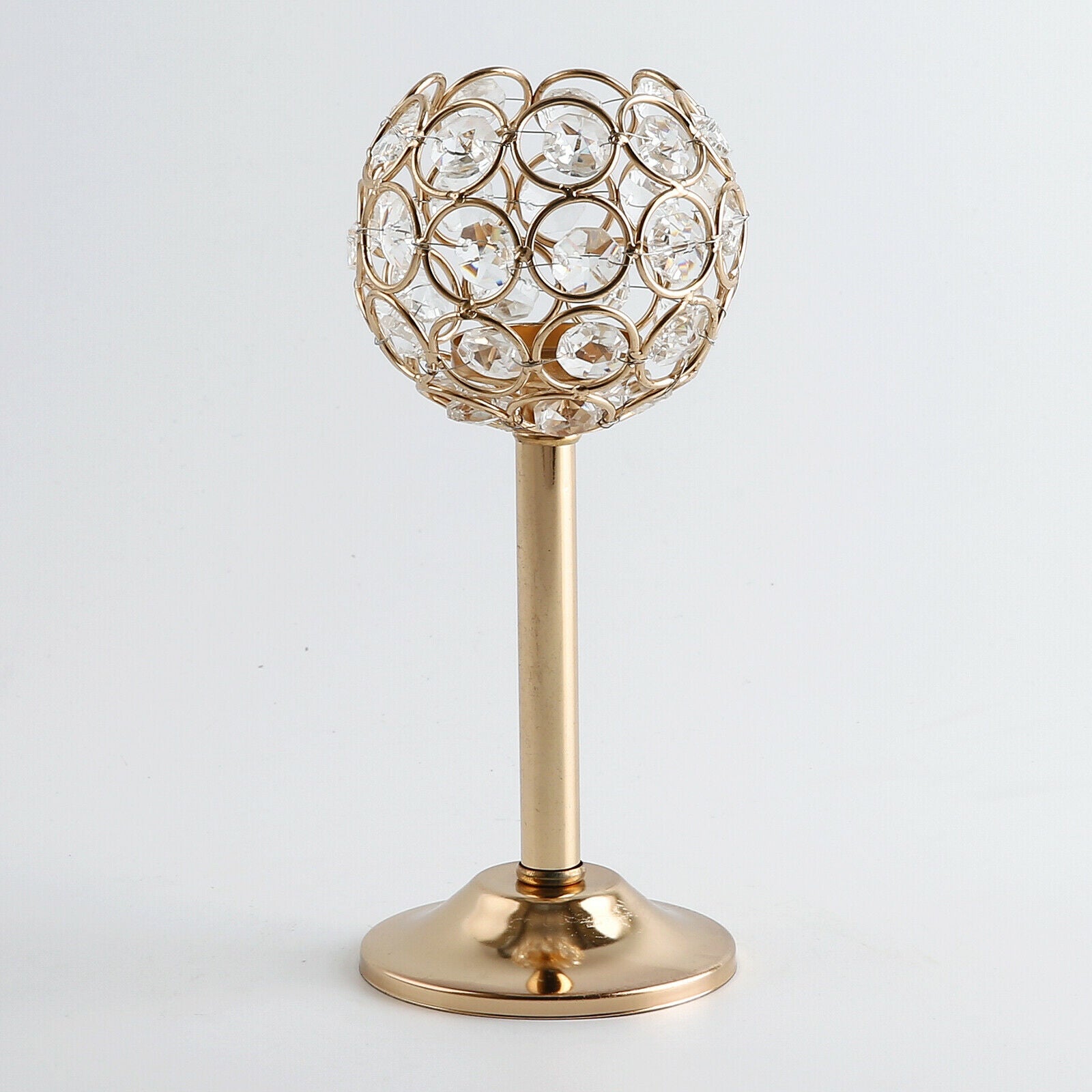 Diamante Crystal Tea Light Candle Holder Wedding Occasion Home 19cm Golden