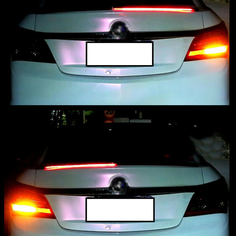 1PC Spoiler for Cars Third Brake Light Turn Signal Red LED Strip Trunk Roof Wing