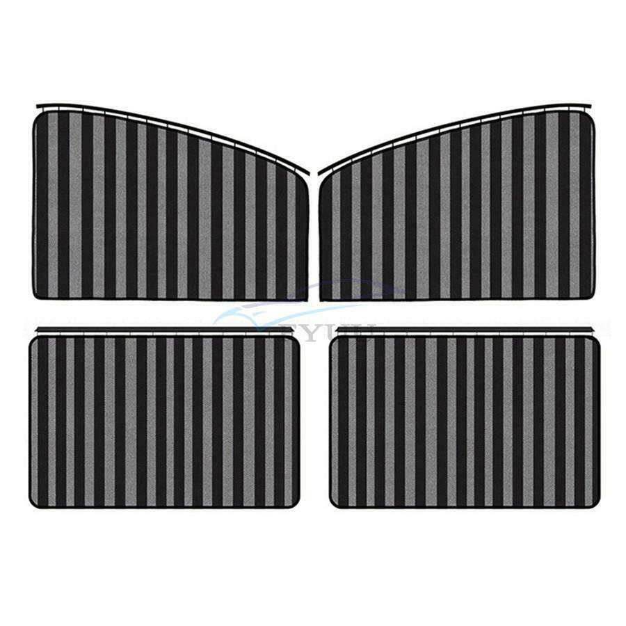 4Pieces 80×50×20cm/78×50cm Polyester Anti-UV Car Front&Back Row Sunshade Curtain