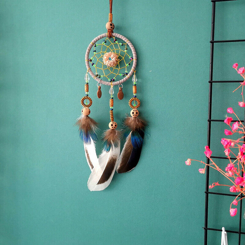 Car Dream Catcher for Rearview Mirror Handmade  Navy Blue Car Charms Hanging _BD